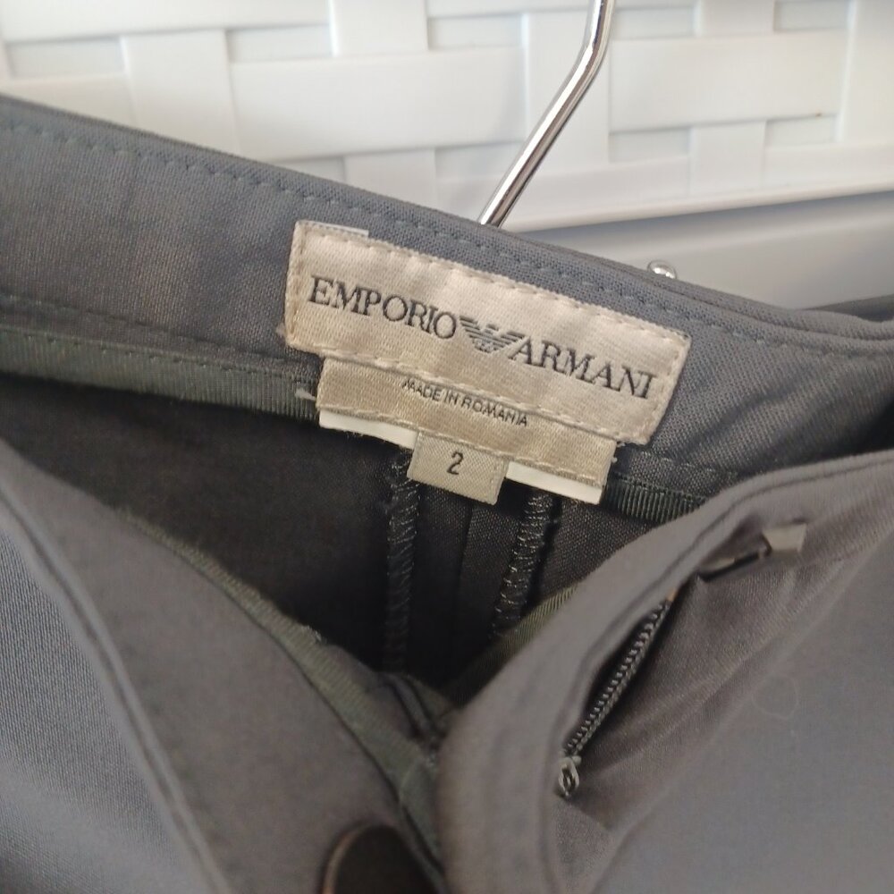 EMPORIO ARMANI VINTAGE MED GRAY WOOL BLEND BOOT CUT DRESS TROUSERS SIZE 2 - Picture 5 of 5
